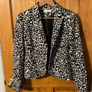 Calvin Klein. Like new. Size 2 Animal print blazer. Black/grey/white.